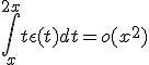 \int_x^{2x} t\epsilon(t) dt=o(x^2)